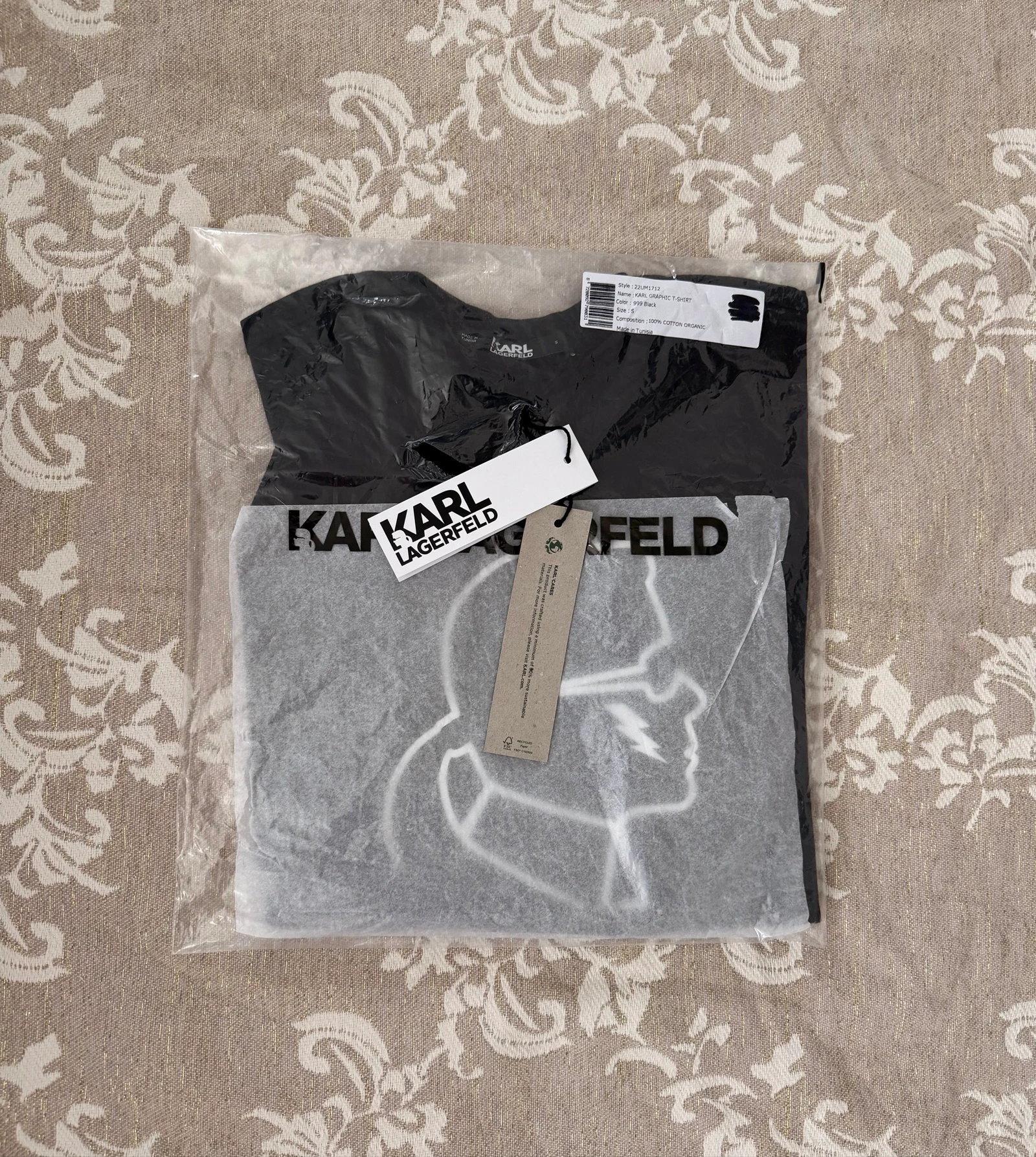Authentic Karl Lagerfeld T-Shirt 100% Organic Cotton Size S Black – photo 3